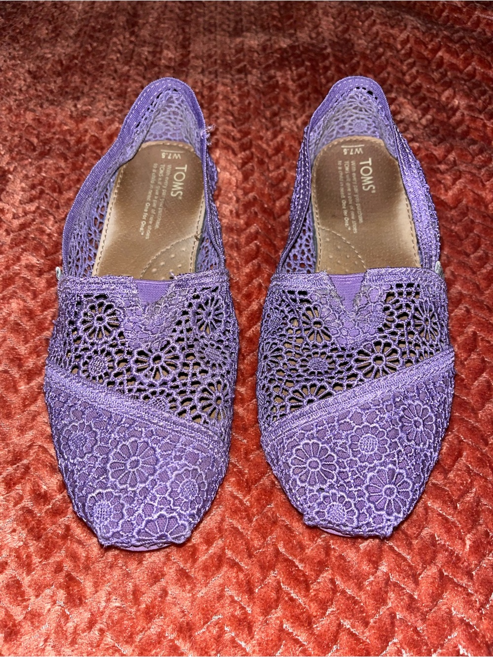 Toms Lavender Crochet Slip-On Flats